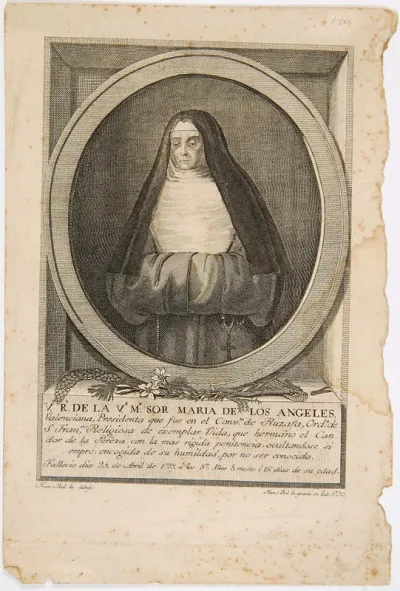 V.º R.º DE LA V.E M.E SOR MARIA DE LOS ANGELES [Material gráfico]: Valenciana, Presidenta que fue en el Conv.to de Ruzafa, Ord.n de S. Fran,co Religiosa de exemplar Vida ...