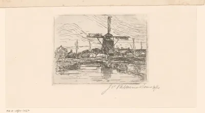 Vaart met huizen en molen