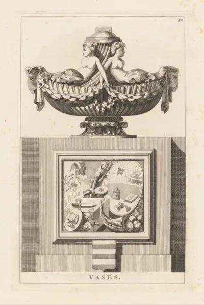 Vaas met halffiguren en ramskoppen