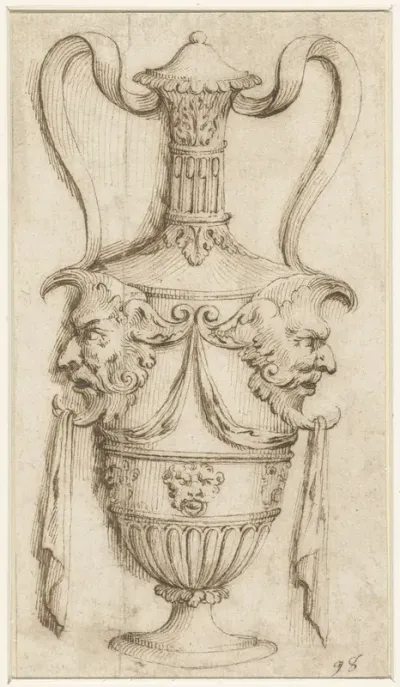 Vaas met mascarons op de schouders