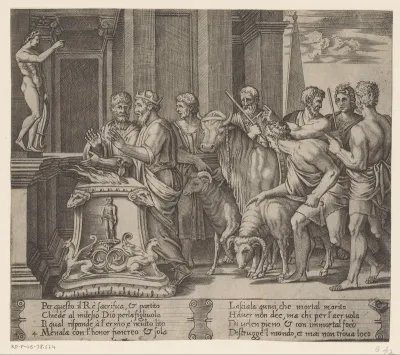 Vader van Psyche raadpleegt het orakel