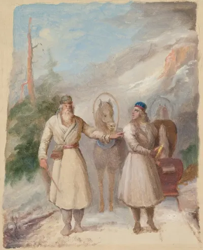 Väinämöinen and Joukahainen, sketch
