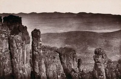 Valley of Desolation, South Africa: rock formations overlooking a barren valley near Graaff-Reinet