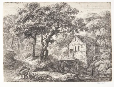 Vandmølle i en skov