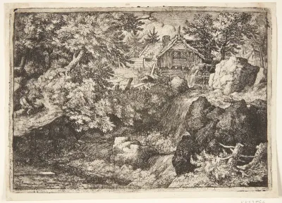 Vandmølle ved et vandfald