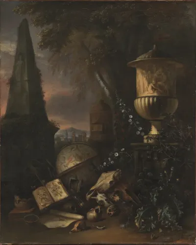Vanitas. Stilleben i et landskab