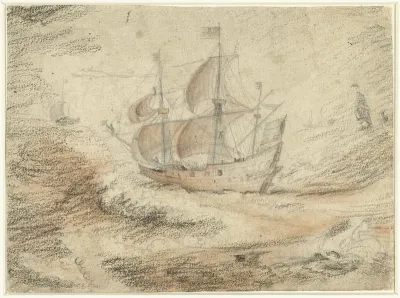Varend schip op zee