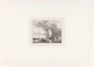 Varende roeiboot en zeilboten