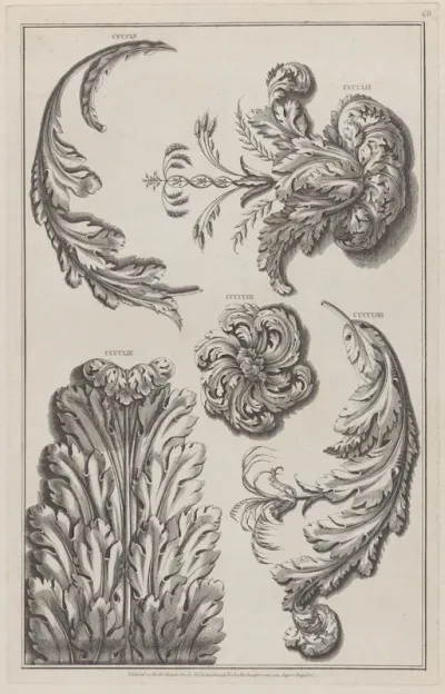 Varieties of Leaf Ornament, nos. CCCCLV–CCCCLIX, plate 68 from "Designs for Various Ornaments"