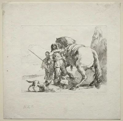 Various Caprices:  The Cavalier Mounting His Horse