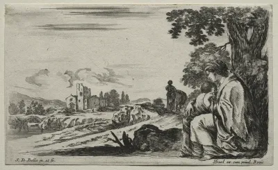 Various Figures and Landscapes:  A Poor Nurse Seated under a Tree