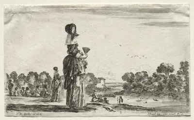 Various Figures and Landscapes:  Women Watching Bathers along a River