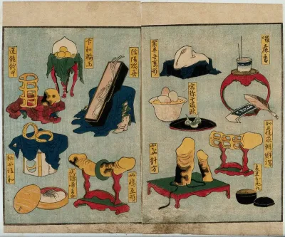 Various sex aids, including dildos, artificial vulva, penis supports etc