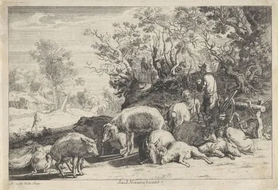 Varkenshoeder met kudde