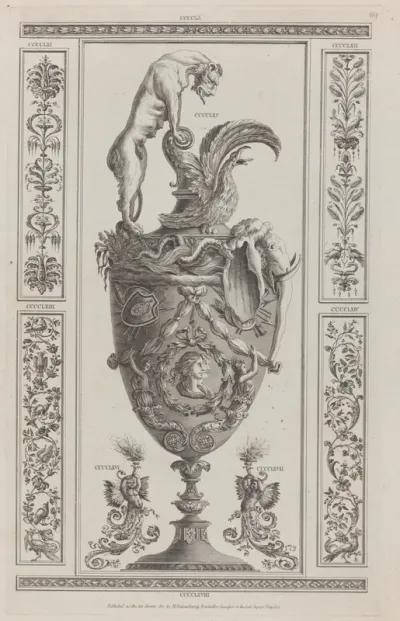 Vases and Ornament, nos. CCCCLX–CCCCLXVIII, plate 69 from "Designs for Various Ornaments"