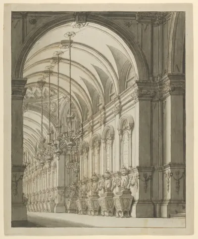 Vaulted Hall with Candelabra