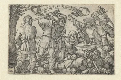 Vechtende boeren met zwaarden