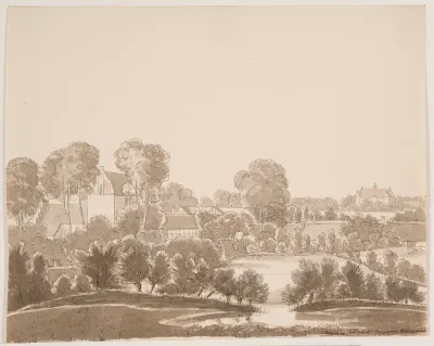"Ved Ørbæk, i baggrunden Ørbæklunde. Fyn 1833"