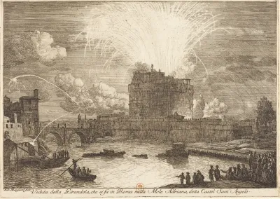 Veduta della Girandola a Castel Sant'Angelo (Fireworks Display over the Castle Sant'Angelo)