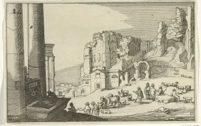 Vee tussen Romeinse ruïnes