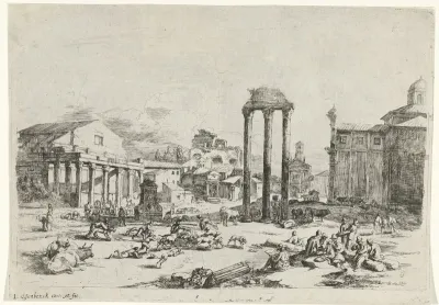 Veemarkt op de Campo Vaccino te Rome
