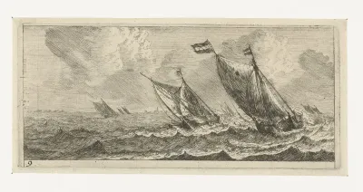 Veerboten op een ruwe zee