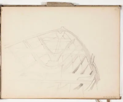 vene, luonnos mahdollisesti maalaukseen Merellä, 1883