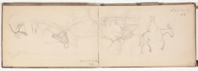 Venematka ; Nainen, Saimi Järnefelt ? Aasilla ratsastaja. Todennäköisesti 1890-luvulta