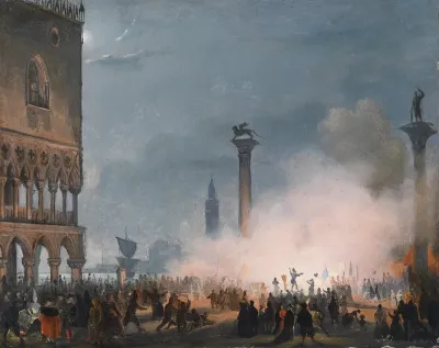 Venice. The Piazzetta at Night.