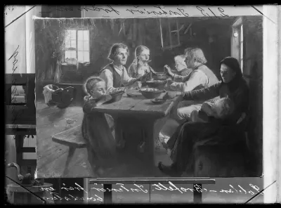 Venny Soldan-Brofeldt: "Päivällinen (Sisäkuva talonpoikaistuvasta)" vuodelta 1890