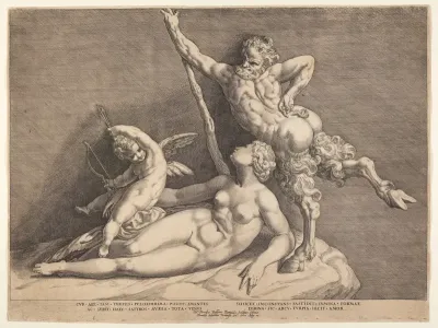 Venus and Cupid with a Satyr