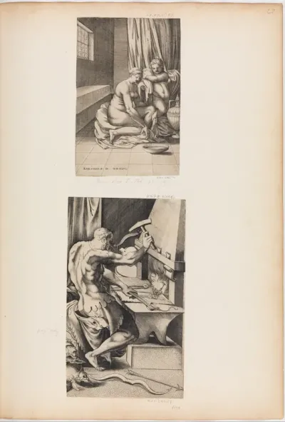 Venus and Mars Embracing as Vulcan Works at His Forge (right half only)