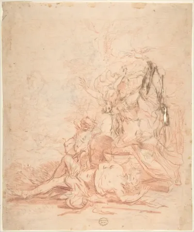 Venus and the Dead Adonis (recto); Sketches of Venus and the Dead Adonis; several sketches of kneeling and standing figures (verso)