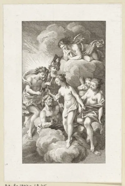 Venus, Apollo, en andere goden en godinnen op de wolken