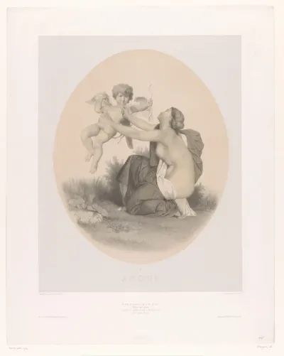 Venus bindt Cupido zijn pijlkoker om