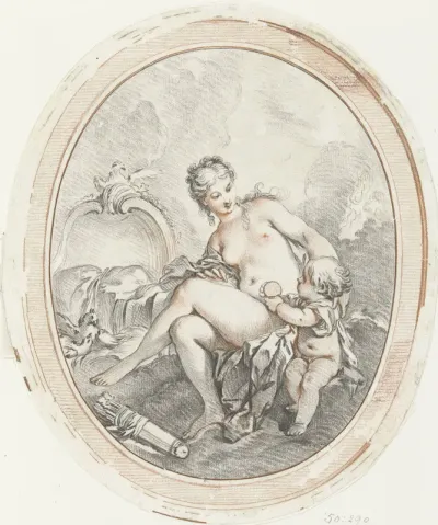 Venus en Amor in ovaal