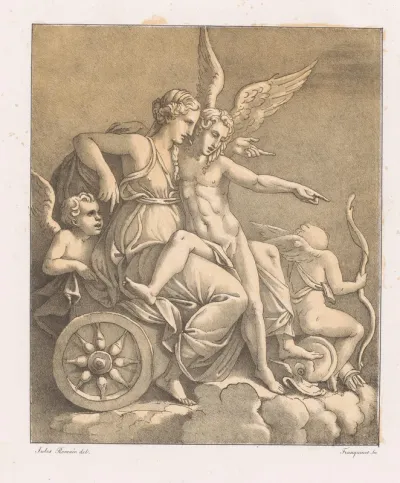 Venus en Amor in wagen