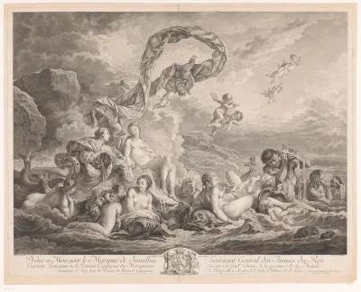 Venus en haar gevolg in het water