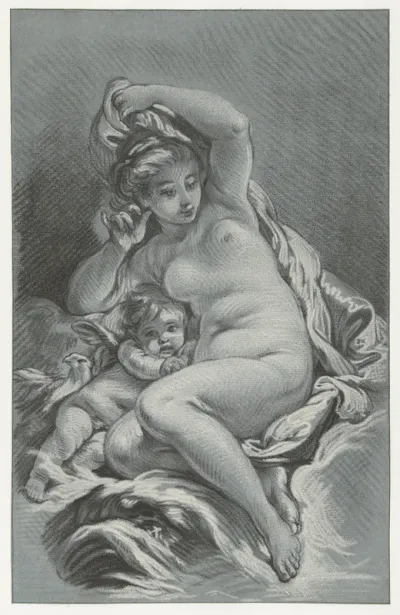 Vénus et l'Amour sur un dauphin
