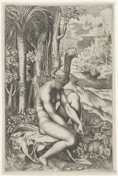Venus gewond door de doorn van een roos