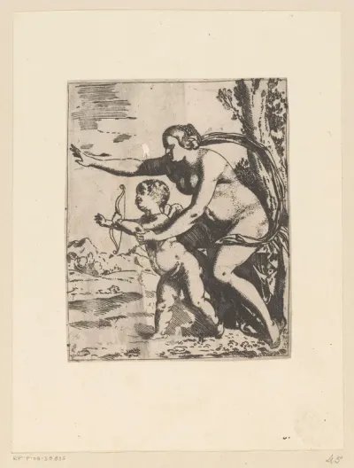 Venus leert Amor boogschieten