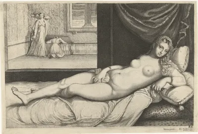 Venus liggend op bed