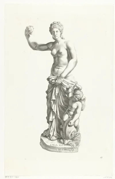 Venus met Amor die op een dolfijn zit