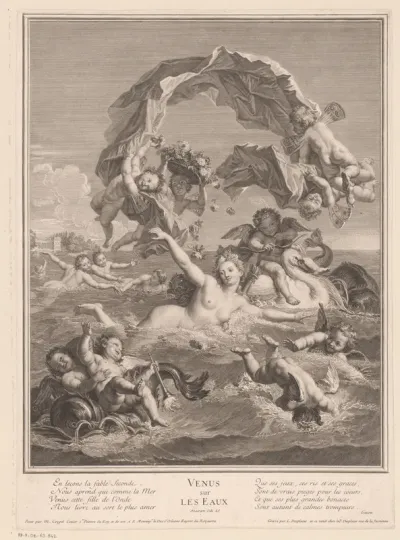 Venus met putti op zee