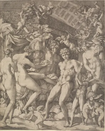 Venus og Mars med amoriner og tre gratier