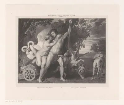 Venus poogt Adonis van de jacht te weerhouden