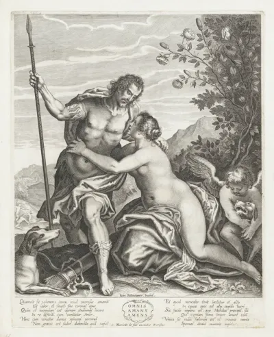 Venus probeert Adonis te weerhouden van de jacht