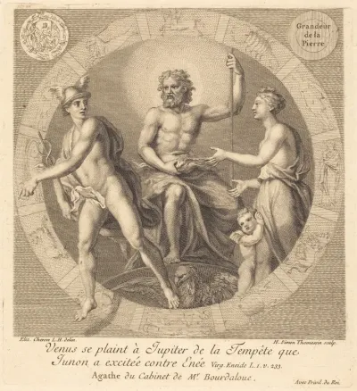 Venus se plaint a Jupiter de la tempete que Junon a excitee contre Enee