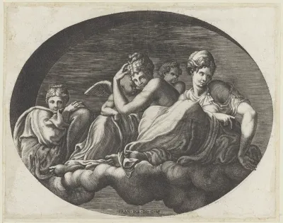 Venus, twee godinnen en twee putti