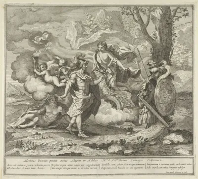 Venus wijst Aeneas zijn wapenrusting